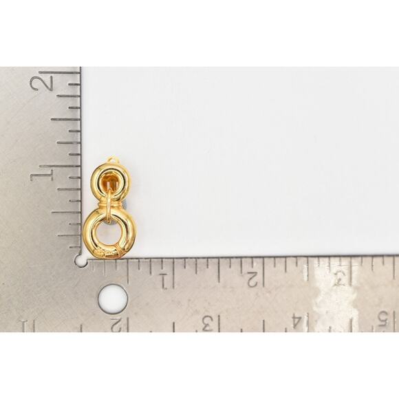 Bijan Vintage Clip On Earrings Chunky Gold Dangle Door Knocker Signed 1980s 9L - Picture 12 of 12